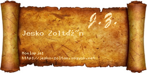 Jesko Zoltán névjegykártya